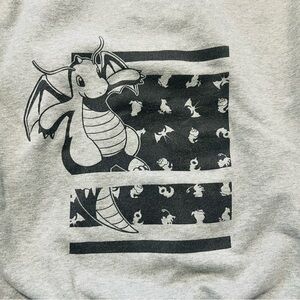 RARE!!! Pokemon Center Adult Dragonite Hoodie Size Medium Gray Preowned